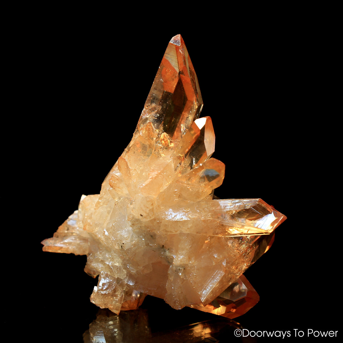 Tangerine Aura Imperial Gold Pleiadian Starbrary Time Link Record Keeper Twin Crystal Cluster