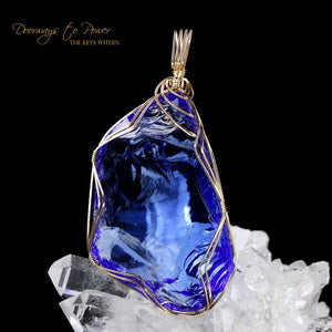 Majestic Elestial Starlight Sapphire Andara Crystal Pendant 14k Gold \ OverSoul \ 6D