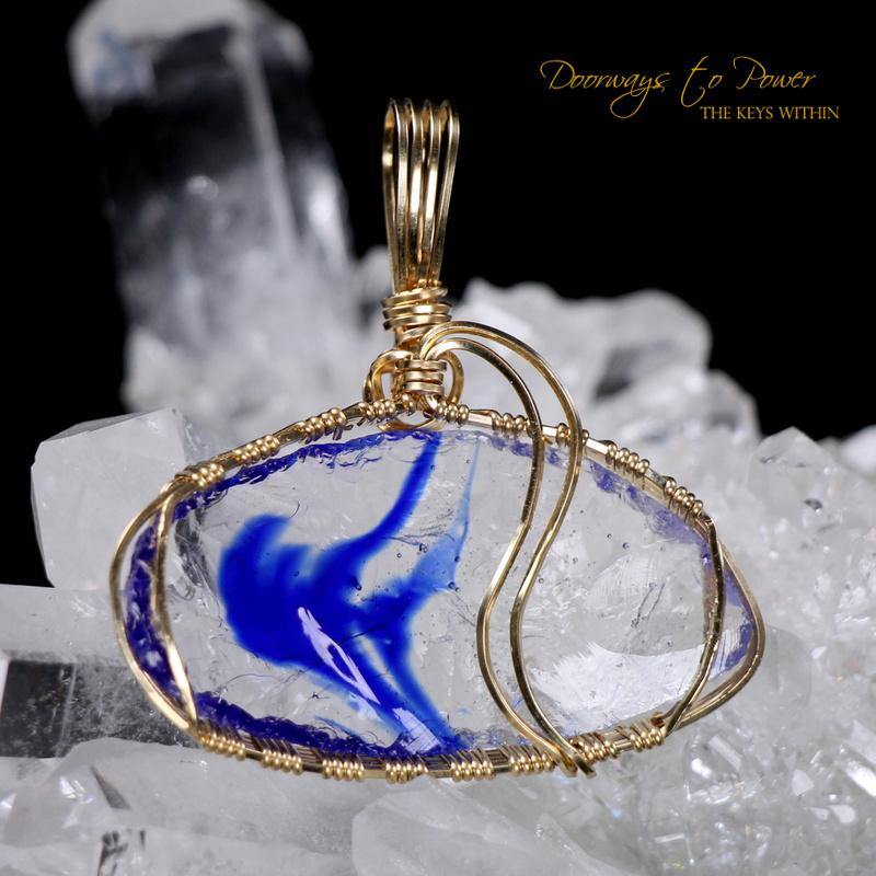 Tanzanite Fire Elestial Arcturian 5D Andara Crystal Pendant 14k