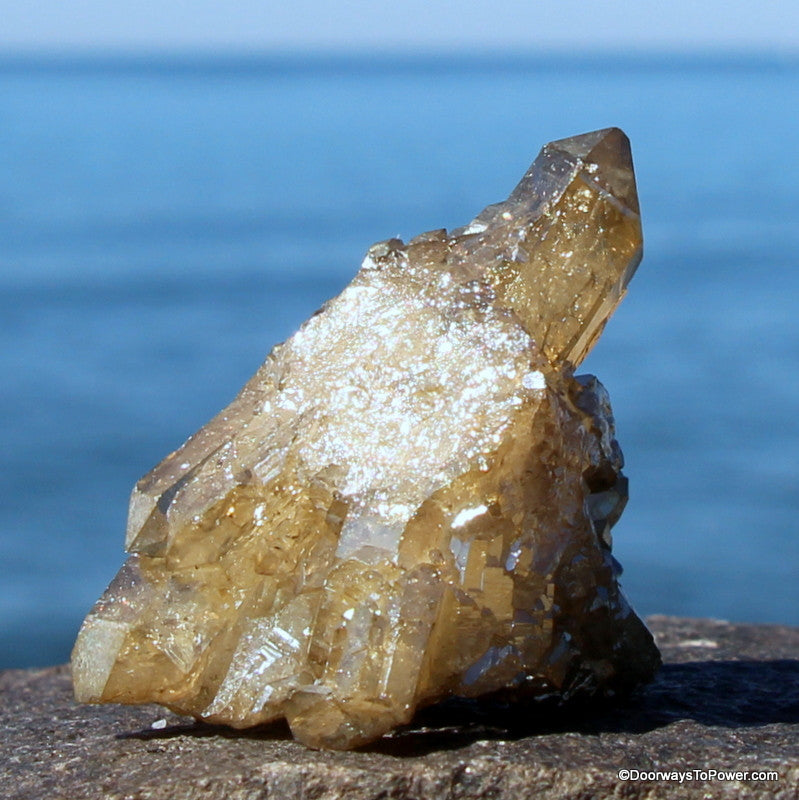 Golden Aura Quartz Crystal Record Keeper Cluster