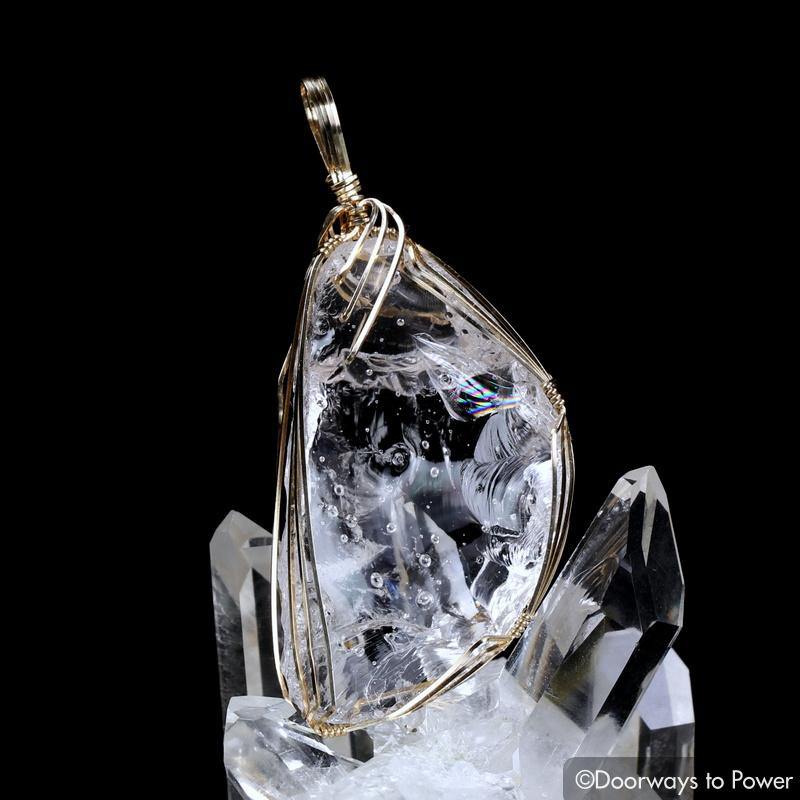 Arcturian StarSeed Pink Andara Crystal Pendant 14k 'Quantum Light Pod'