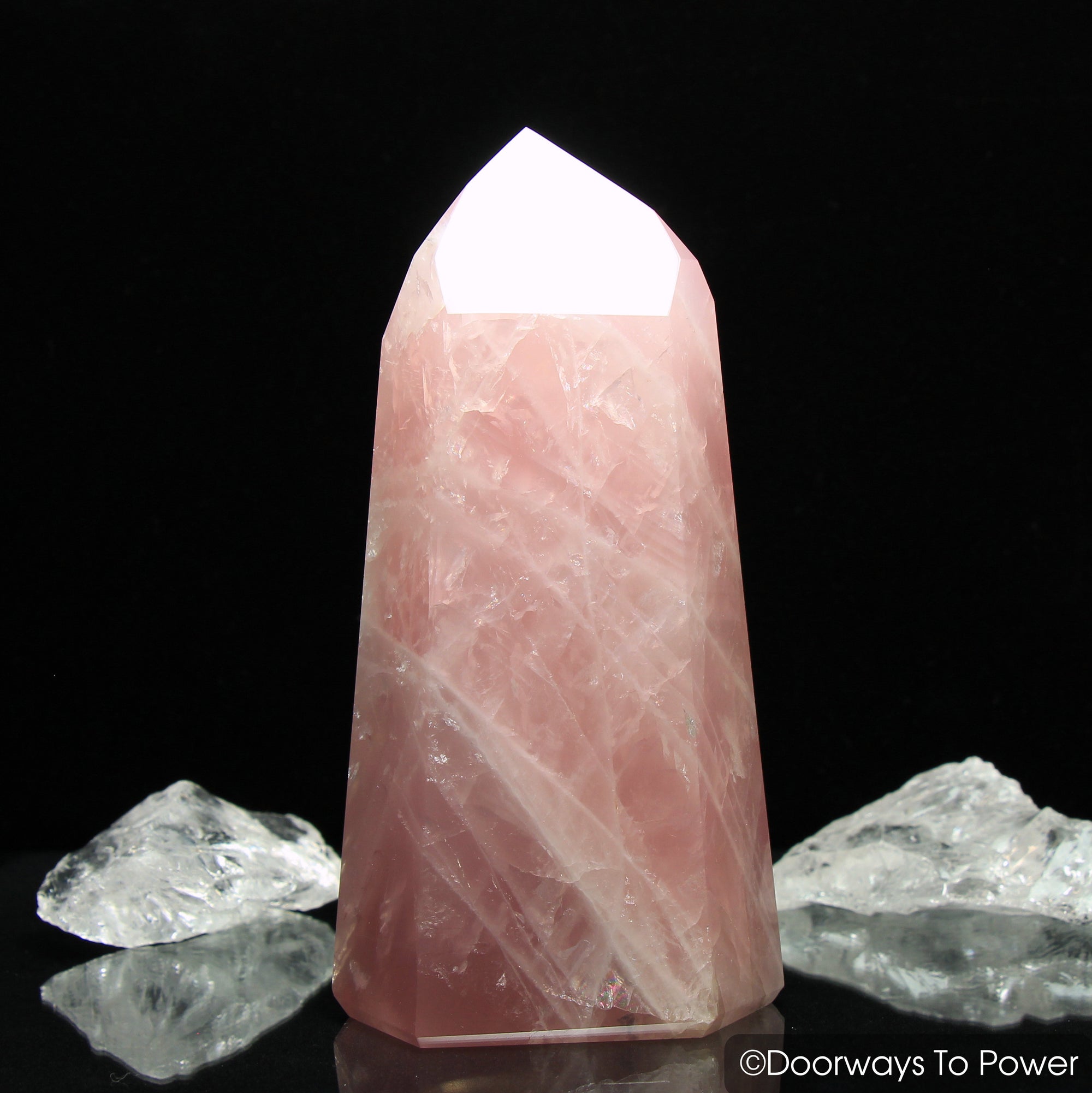 John of God Rose Quartz Master Dow Casa Crystal w/ Rainbows