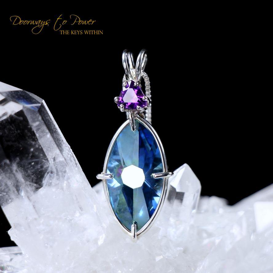 Aqua Aura Infinite Eye Pendant with Amethyst 