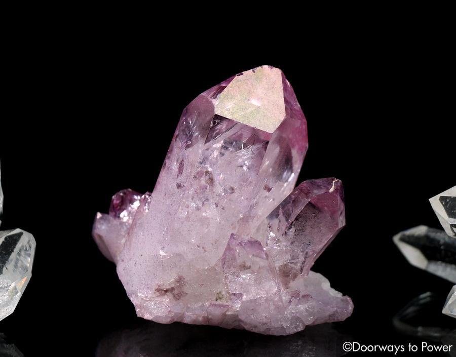 Rose Aura Quartz Record Keeper Twin Penetrator Crystal Cluster