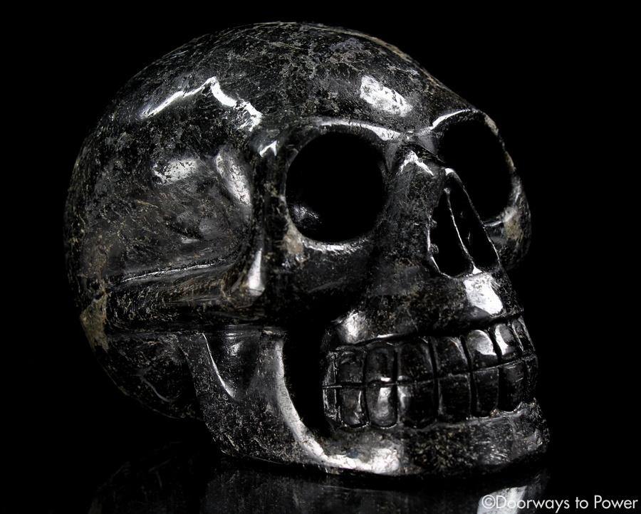 Ancient XL Nuummite Crystal Skull Rare 3 Billion Years Old
