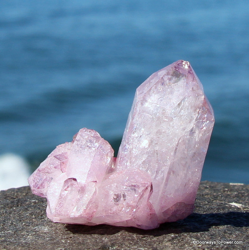 Lavender Rose Aura Lemurian Seed Cluster Peiadian Starbrary Crystal