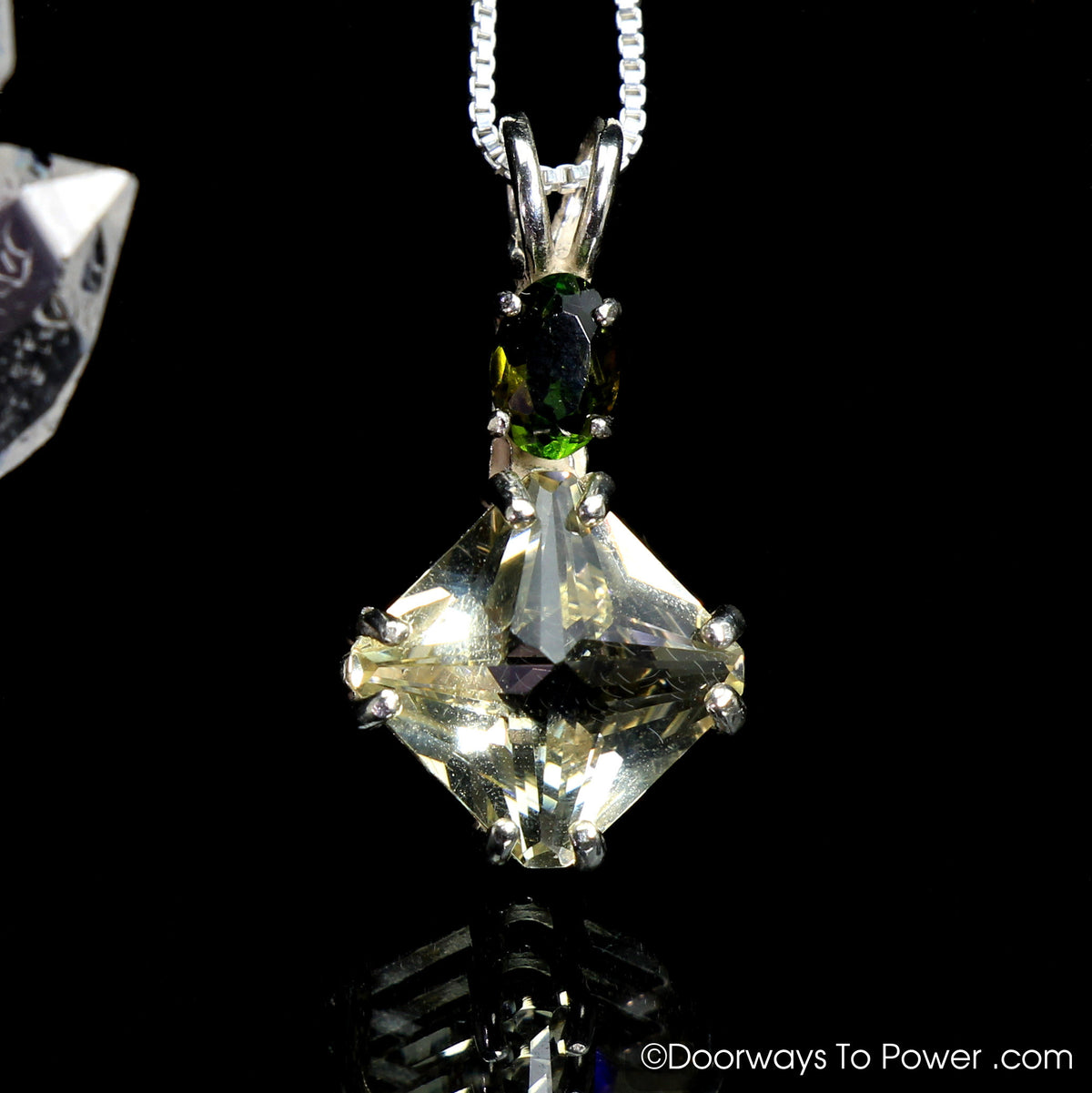 Mini Magician Stone Pendant Golden Labradorite & Green Tourmaline (RARE)