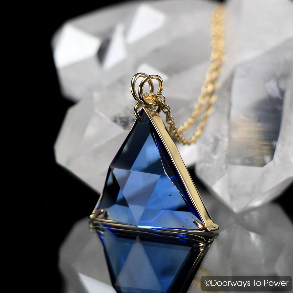 14k Gold Star of David Vogel Crystal Pendant