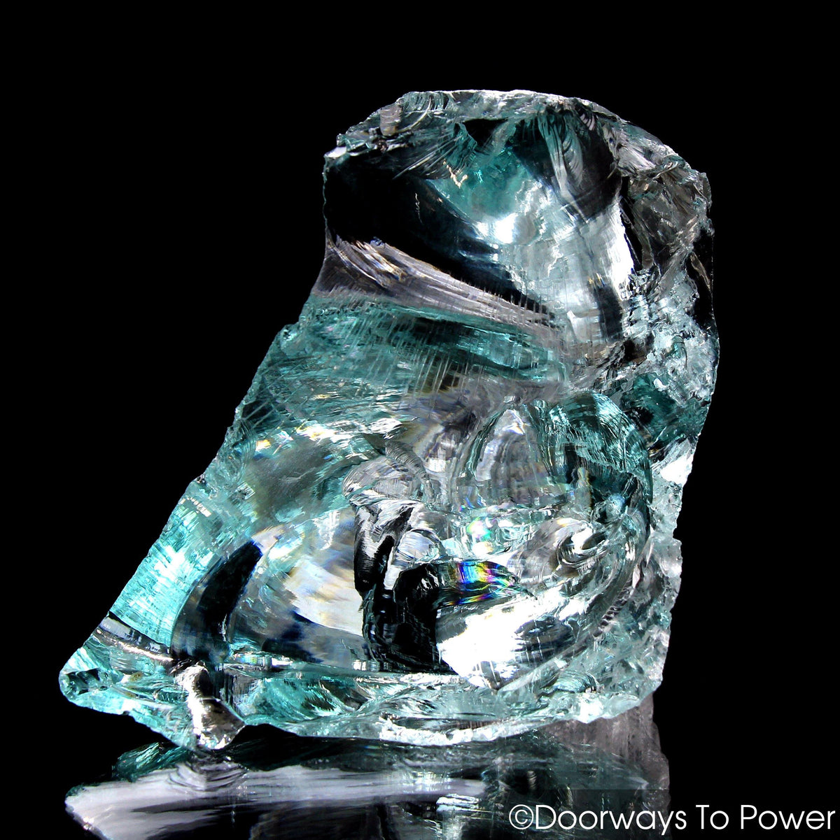 Aqua Serenity Monatomic Andara Crystal 'Atlantean Hologram' with Rainbows