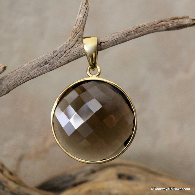 Smokey Quartz Faceted Crystal Manifestation Pendant