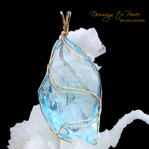 Blue Prism of Lyra Andara Crystal Pendant 7th Density 14k