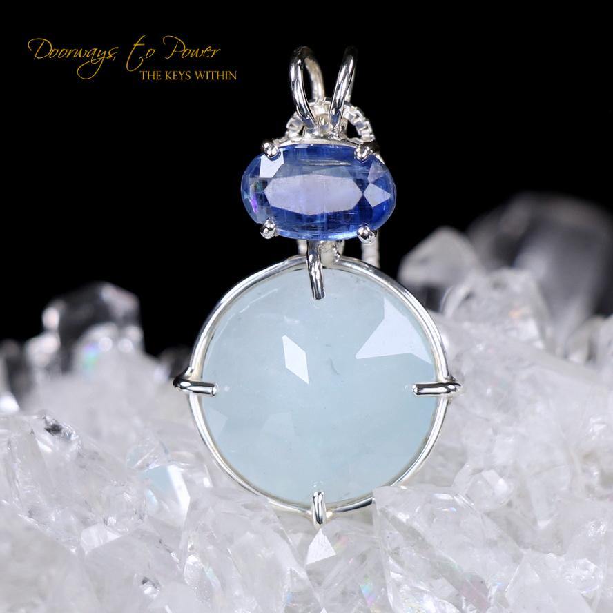 Aquamarine Kyanite Radiant Heart Pendant