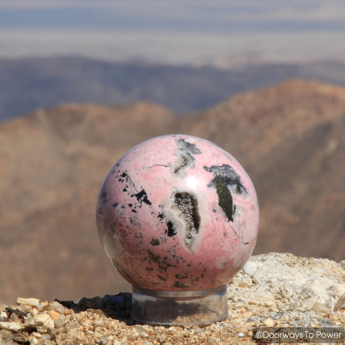 3" Rhodochrosite Quartz & Pyrite Crystal Gemstone Sphere