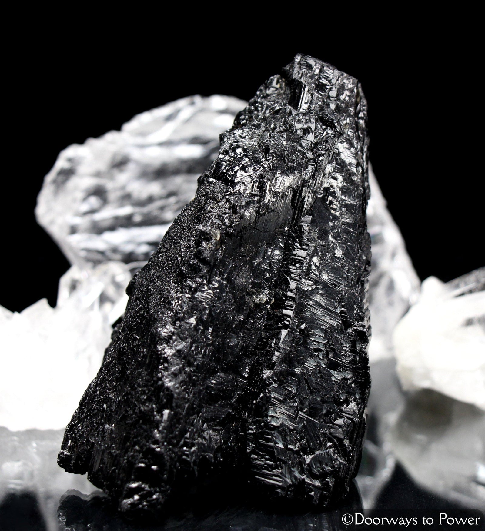 Black Tourmaline Crystal Altar Stone with Deep Record Keepers 