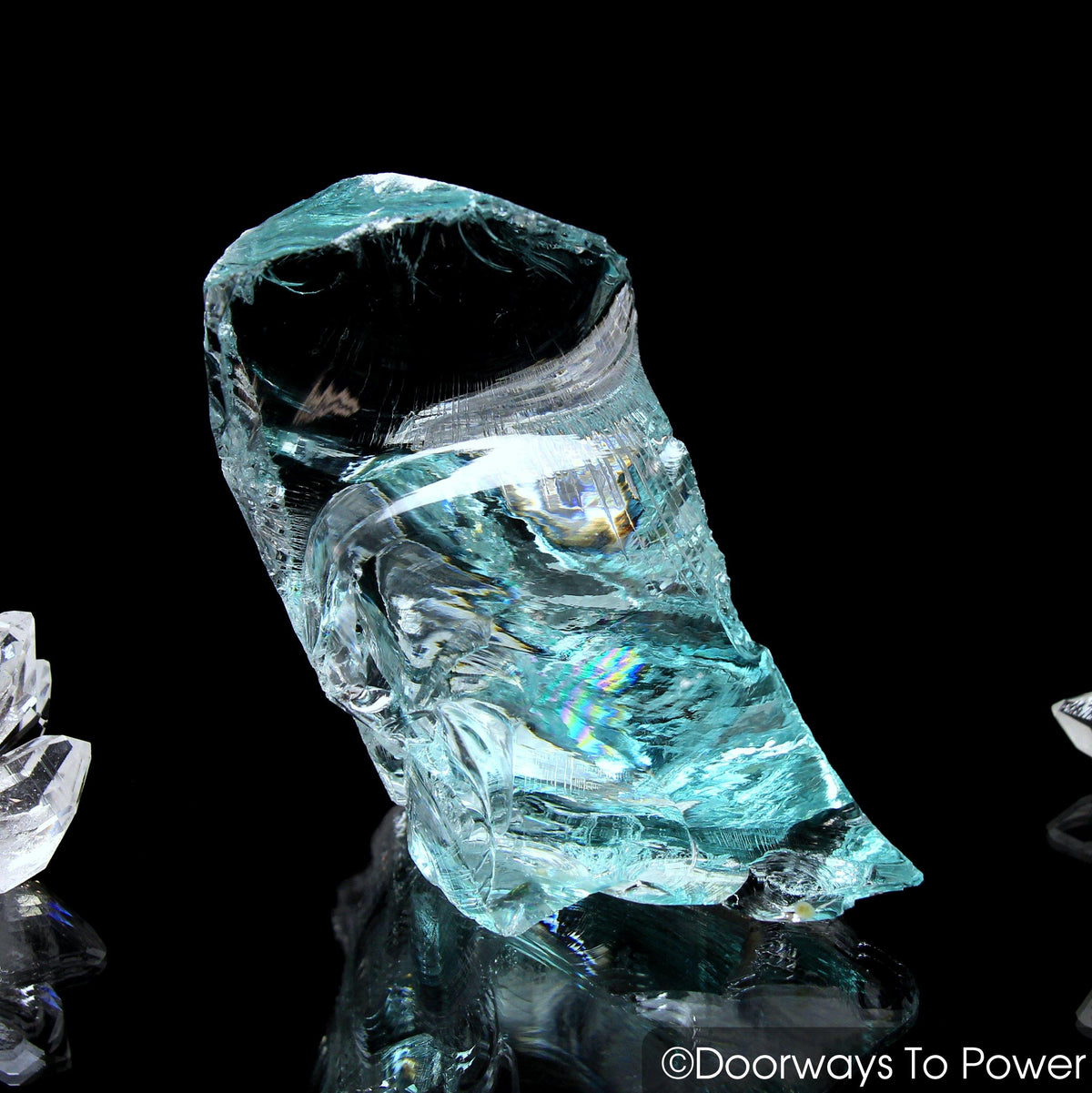 Aqua Serenity Monatomic Andara Crystal 'Atlantean Hologram' with Rainbows