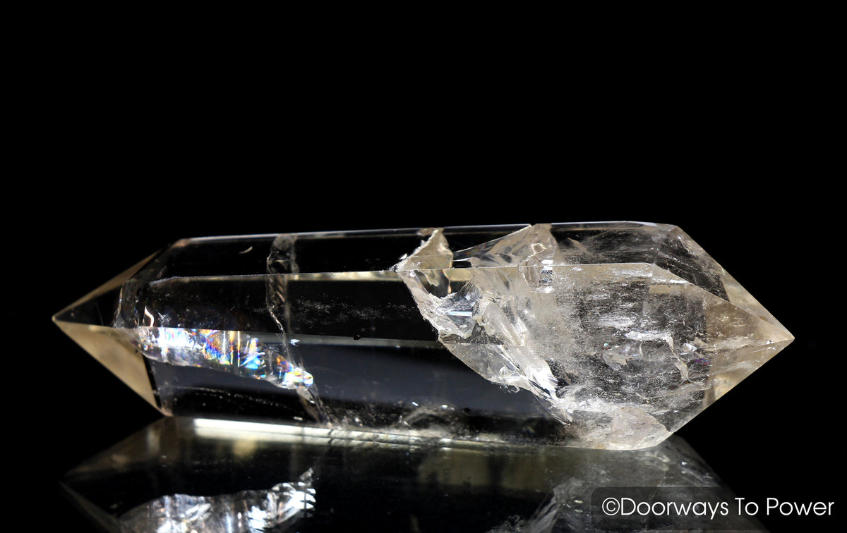 John of God Citrine Double Terminated Casa Quartz Crystal Wand w/ Rainbows