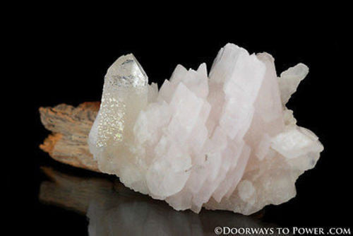 Pink Mangano Calcite w/ Golden Quartz Pleiadian Starbrary Crystal Specimen