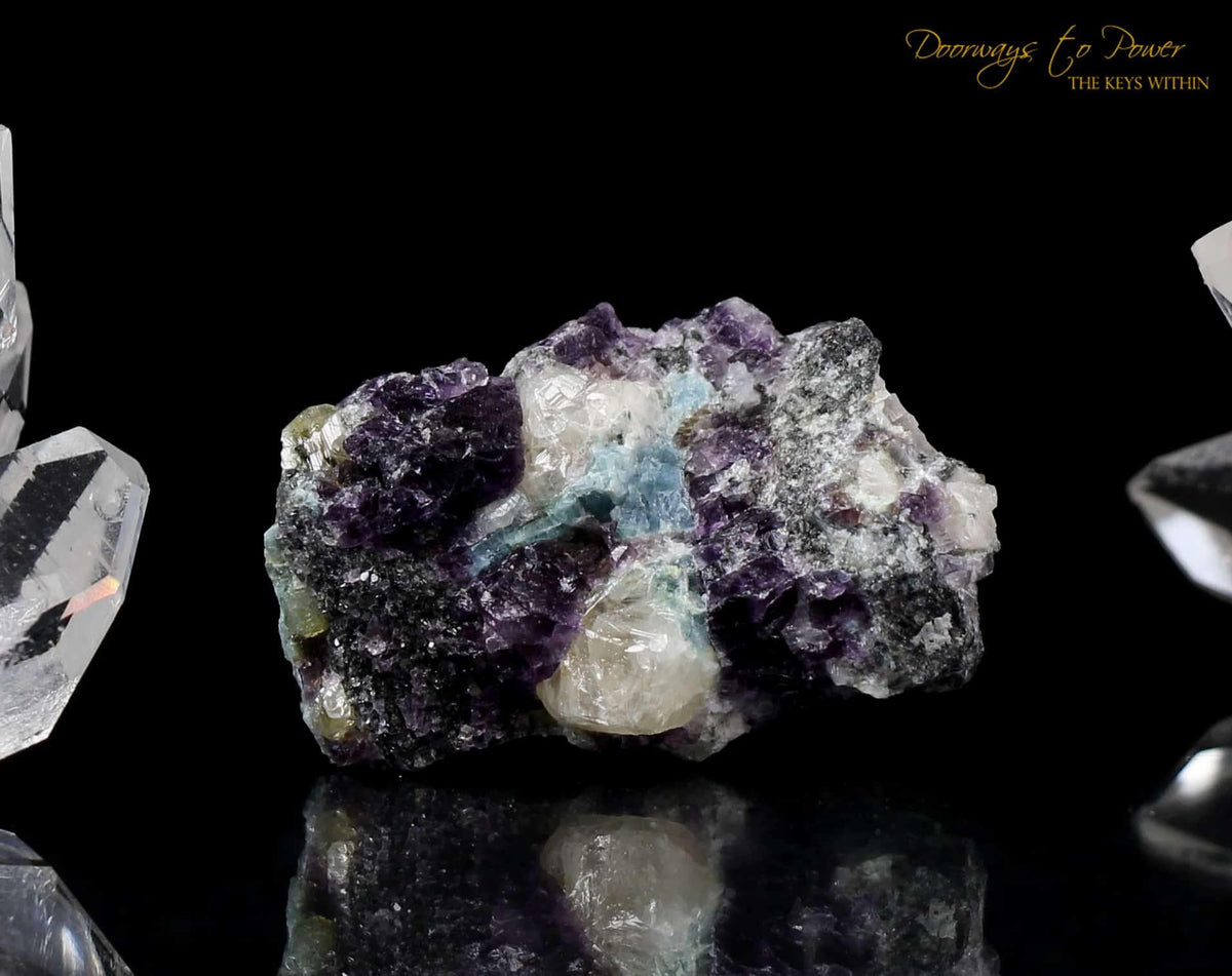 Phenacite Aquamarine Purple Fluorite Specimen