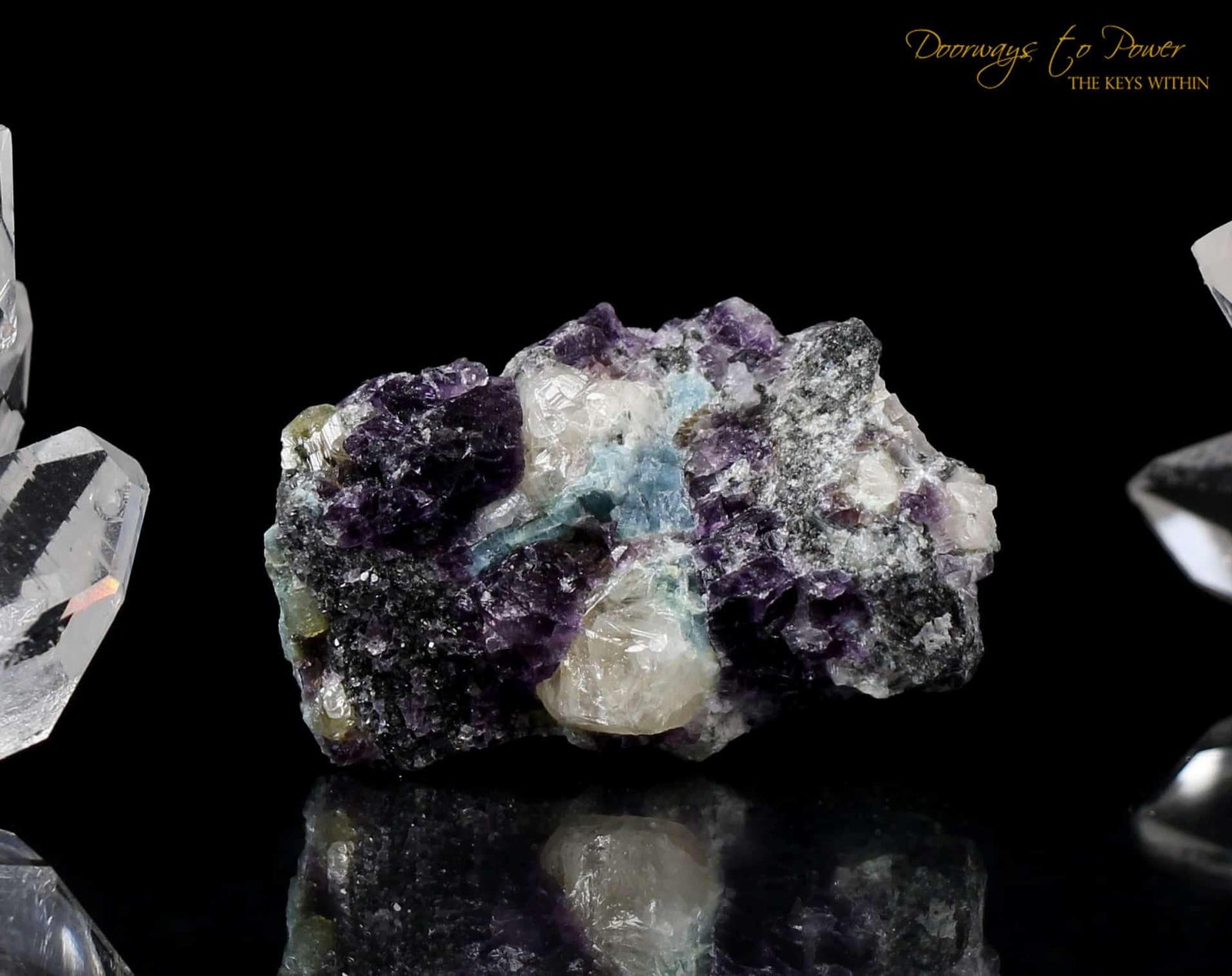 Phenacite Aquamarine Purple Fluorite Specimen