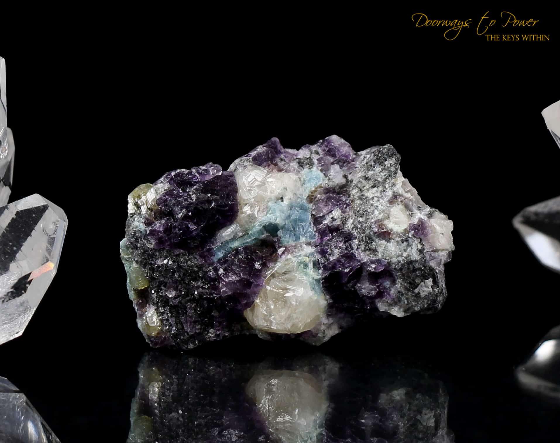 Phenacite Aquamarine Purple Fluorite Specimen