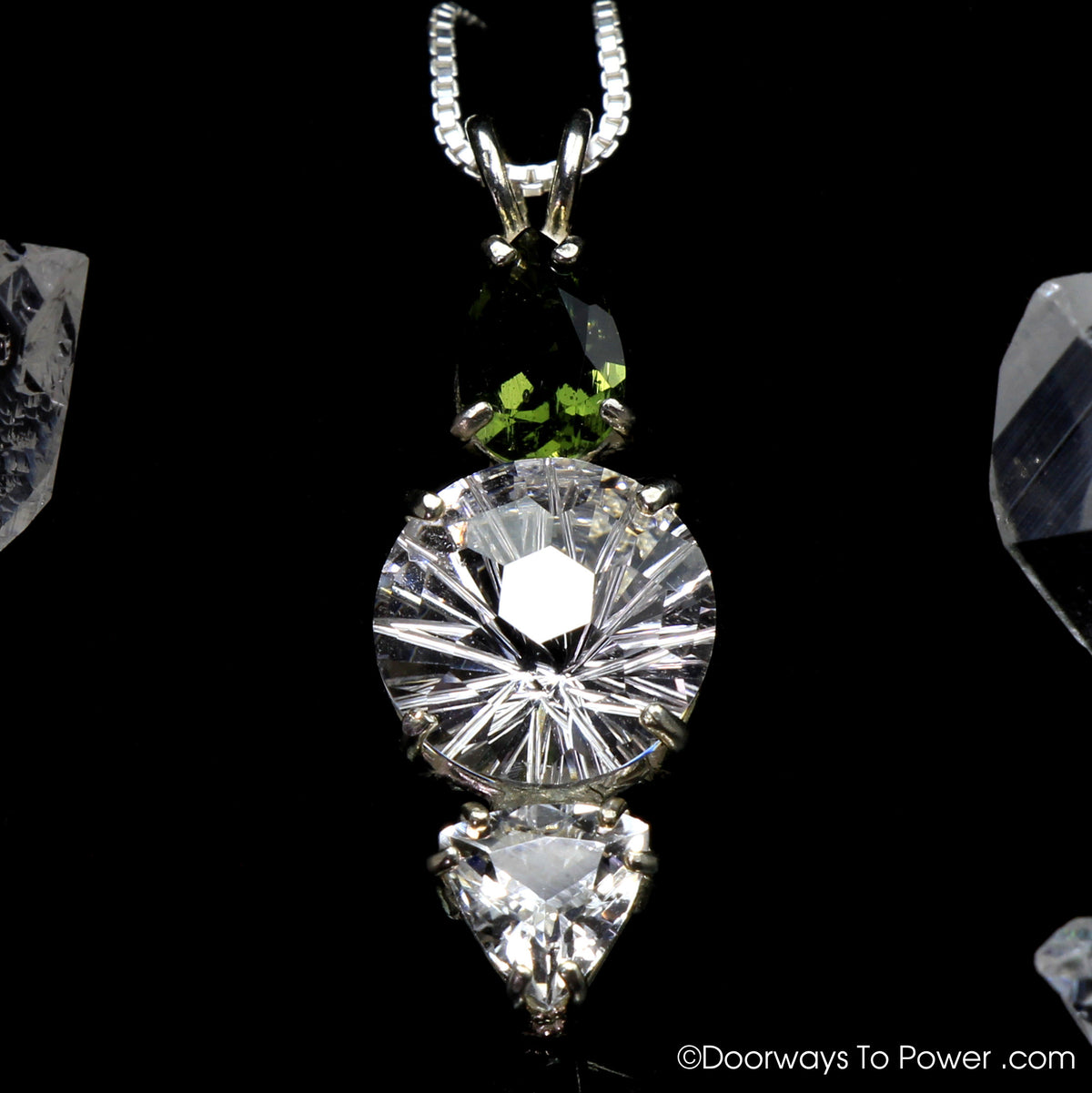 Super Nova Pendant Moldavite , Danburite & Phenacite