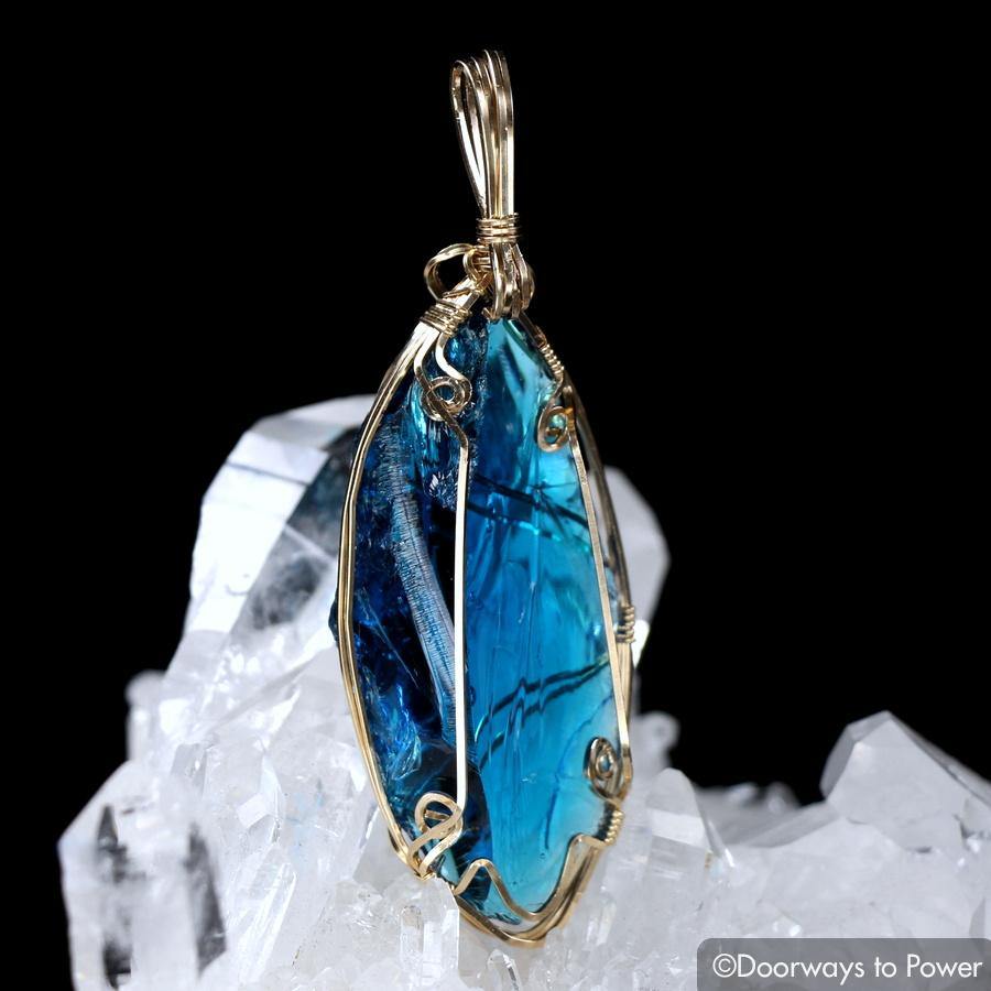 Electric Blue Atlantean Andara Pendant 14k 'Emissaries of the Light'