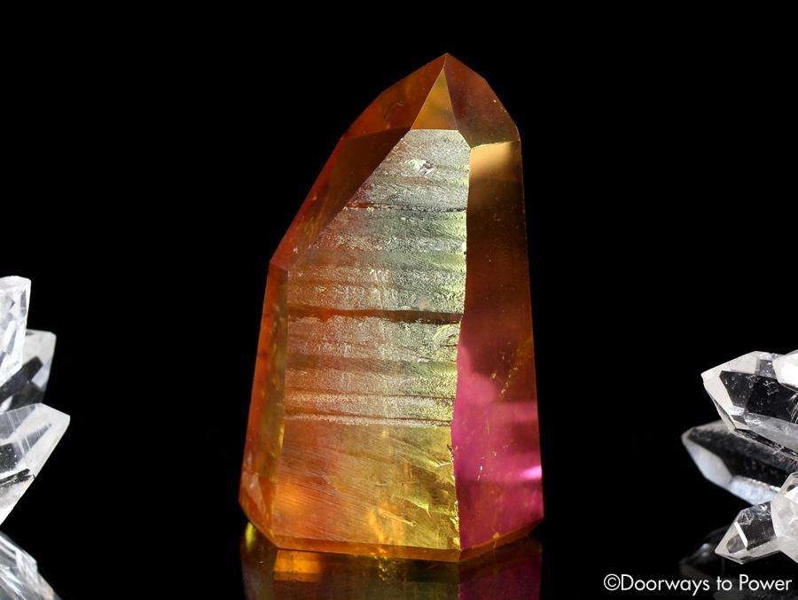 Golden Aura Lemurian Quartz Crystal Point & Temple Heart Dow