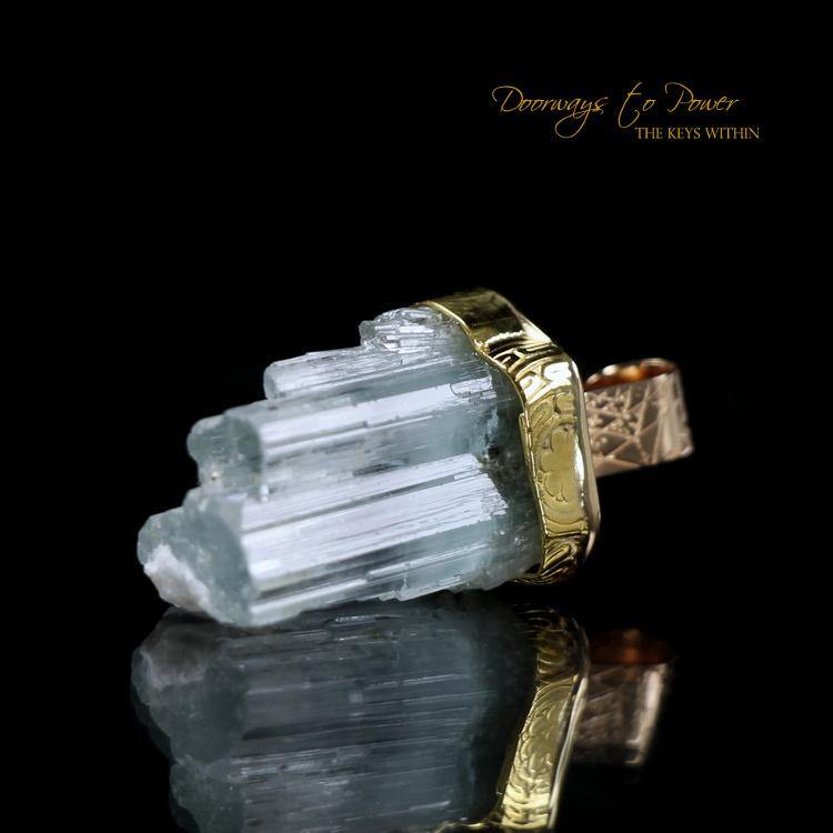 Aquamarine Light Language Crystal Pendant ™ 14k