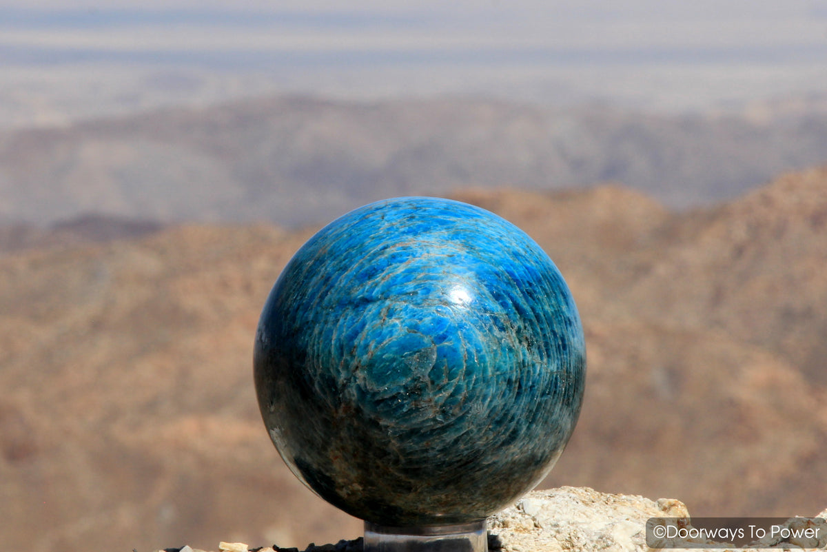 Blue Apatite Crystal Sphere