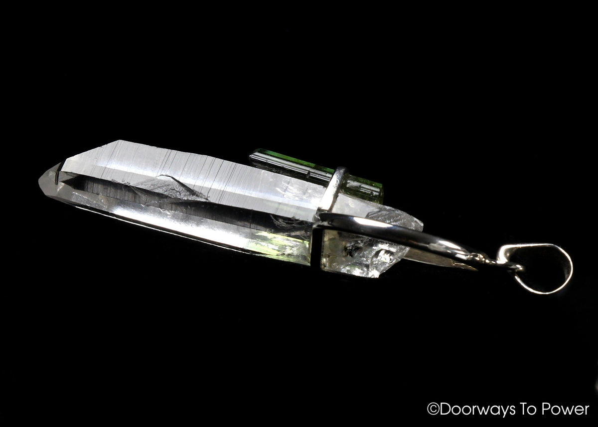 Lemurian Seed Quartz & Green Tourmaline Record Keeper Crystal Pendant