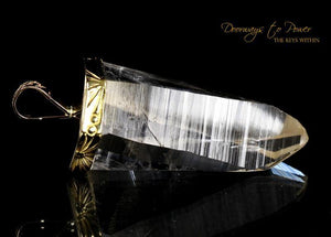 Golden Lemurian Light Language Crystal Pendant 22k