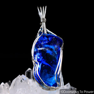 Electric Blue Atlantean Monatomic Andara Crystal Wire Wrap Pendant 