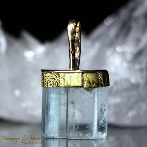 Aquamarine crystal Pendant 14k Gold