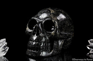 Ancient XL Nuummite Crystal Skull Rare 3 Billion Years Old