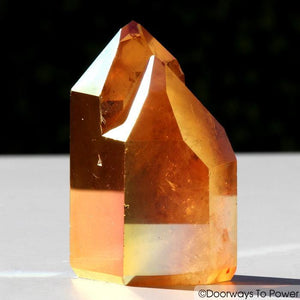 Golden Aura Lemurian Twin Quartz Crystal Record Keepers