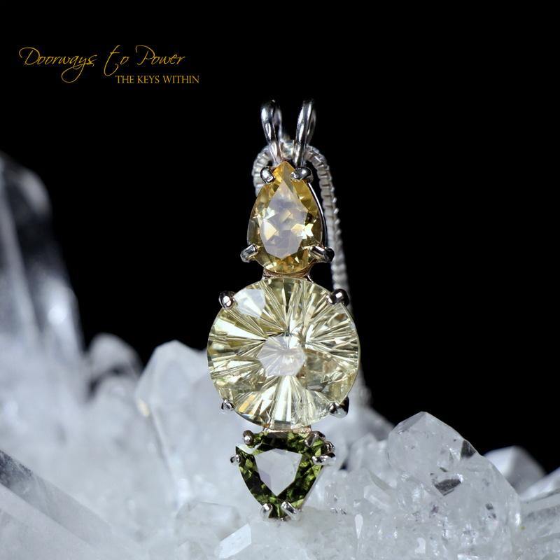 Citrine Golden Labradorite Moldavite Super Nova Pendant