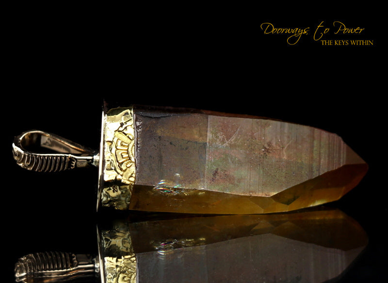Tangerine Lemurian Light Language Crystal Pendant 