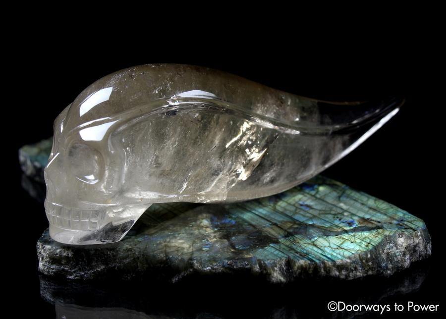 Golden Citrine Elestial Quartz 'Atomic' Traveler Crystal Skull