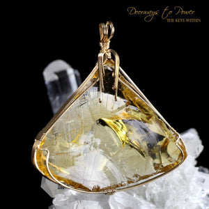 Lemurian Amber Andara Crystal Pendant 14k