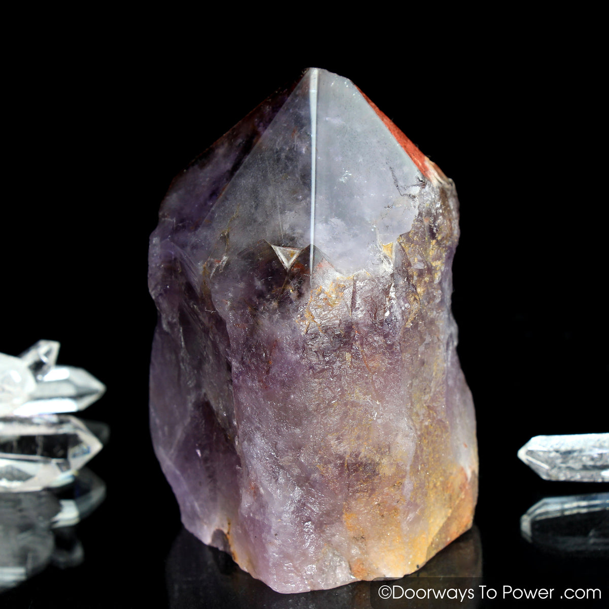 Auralite 23 Crystal Altar Stone Red Hematite Tip & Sunken Record keeper (RARE)