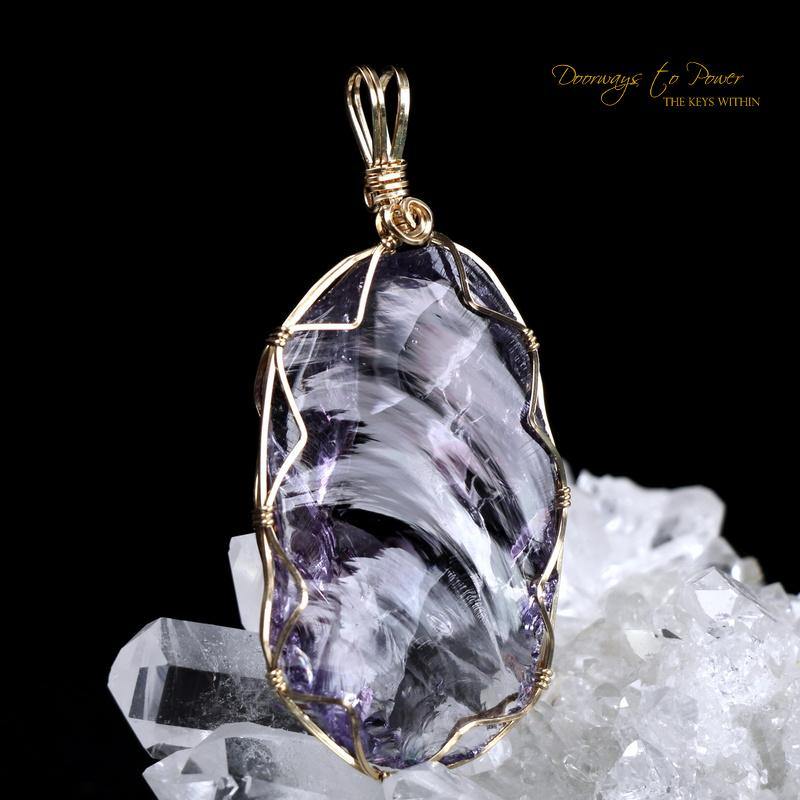 Sovereign Amethyst Andara Crystal Pendant 14k
