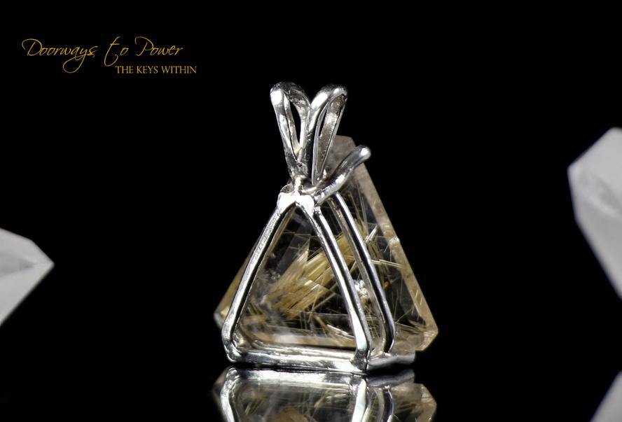 Golden Rutilated Quartz Triangle Faceted Pendant