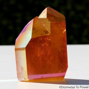 Golden Aura Quartz Crystal Twin Lemurian 