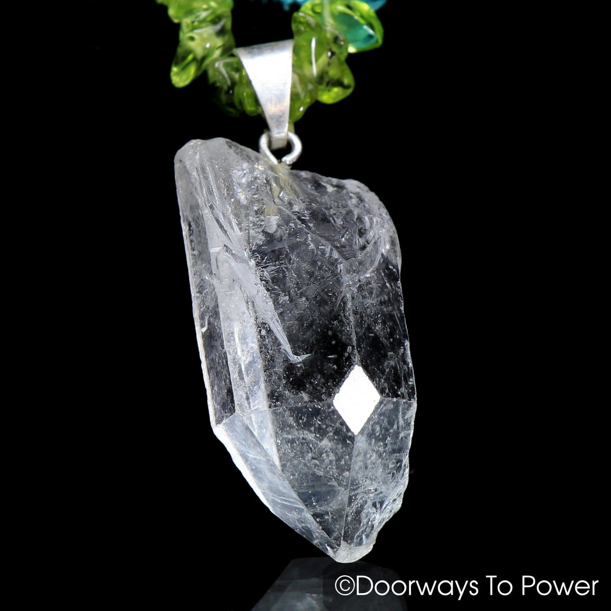 John of God Lemurian Crystal Chakra Necklace Pendant w/ Record Keepers