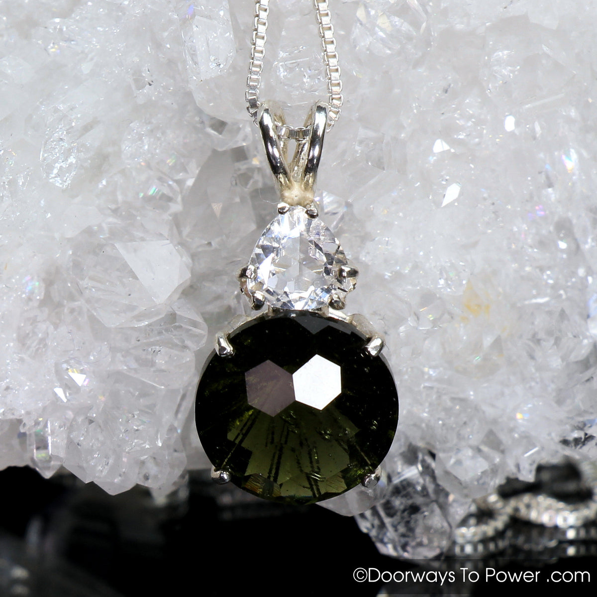 Moldavite & Danburite Super Nova Pendant .925 SS