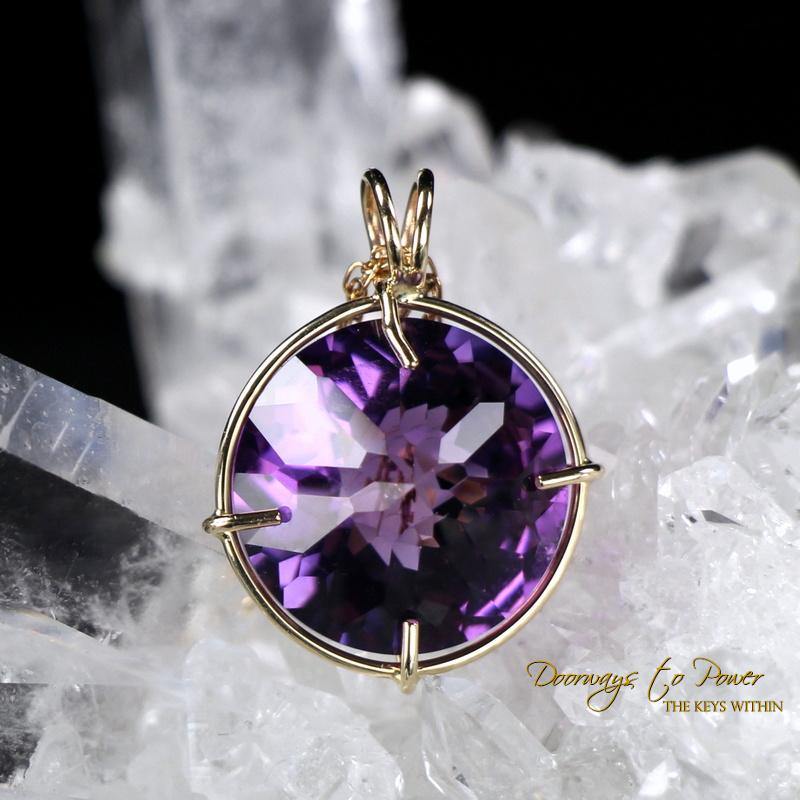 Amethyst Quartz Radiant Heart Pendant 14k Gold