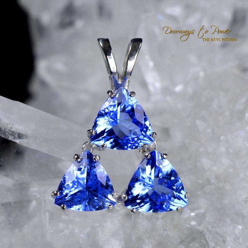 Siberian Blue Quartz Triangle Pendant