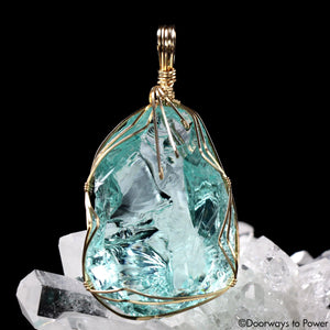 Aqua Serenity 'Atlantean Hologram' Andara Crystal Pendant 14k