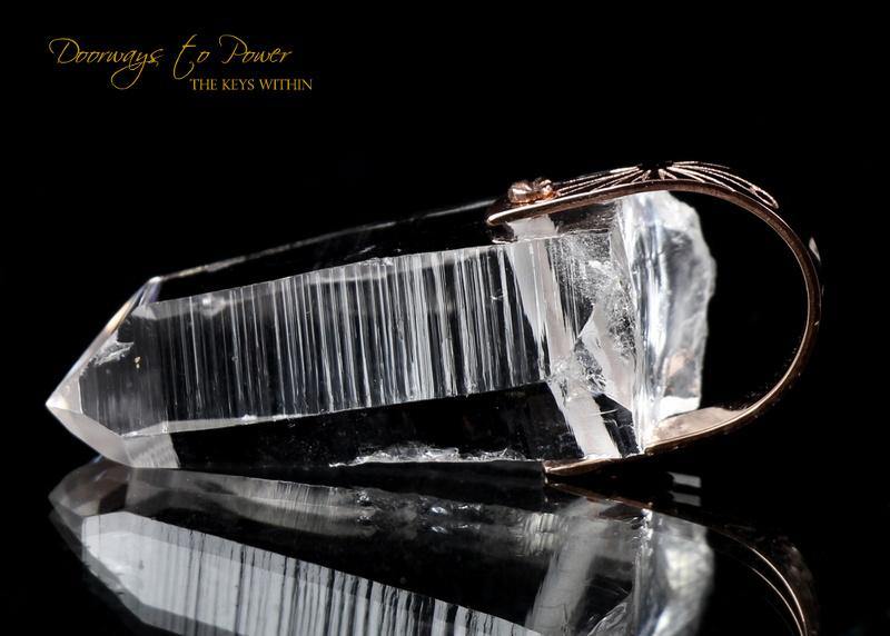 Lemurian Light Language Rose Gold Crystal Pendant