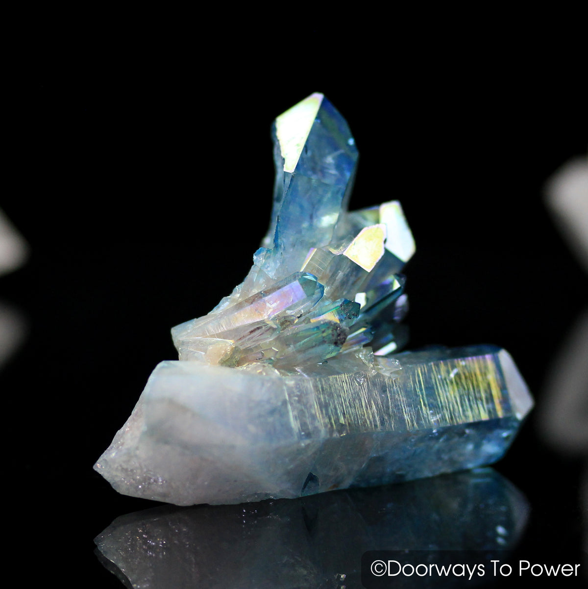 Aqua Aura Quartz Crystal Cluster Tantra Twin Record Keeper